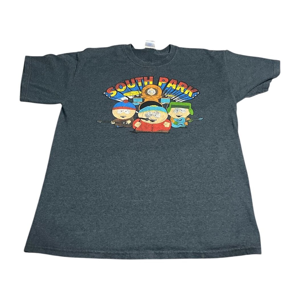 Vintage South Park Cartoon Short Sleeve Blue/Gray T-Shirt Size XL USED